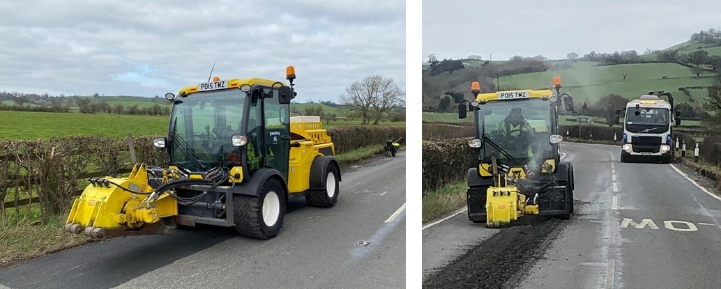 ShropCouncil's tweet photo. π In the past 2 days a Multihog multi-purpose tractor has carried out 250m3 of patching on the A490 near Chirbury.
π It's part of a series of trials to see how new technology can help deliver high-quality road repairs.
βΉοΈ For more on the Multihog see https://t.co/u6YzO82yBR https://t.co/c62hoCqQbV