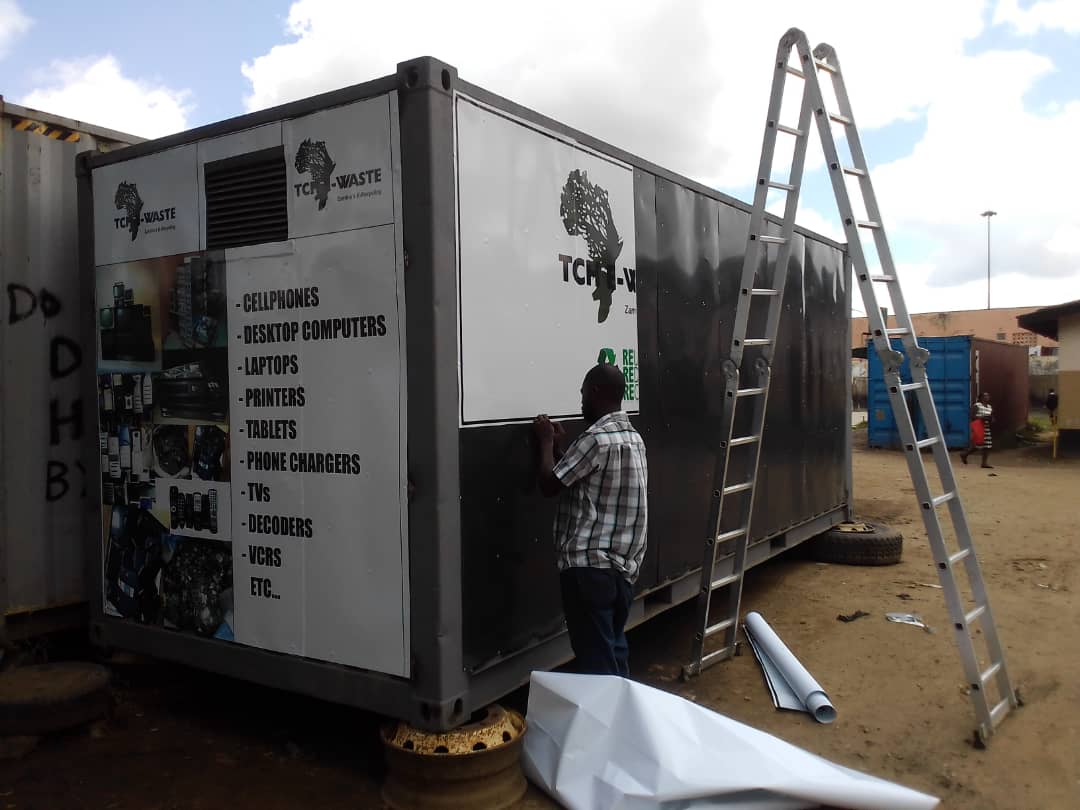 LtdTch's tweet photo. The Matero satellite e-waste collection center will be launched soon by TCH E-Waste Ltd! Located next to Matero Community Center, this will be first of many collection centers around Zambia. #zerowaste #rethinkreuserecycle #KeepZambiaClean https://t.co/kwoKeRAW99