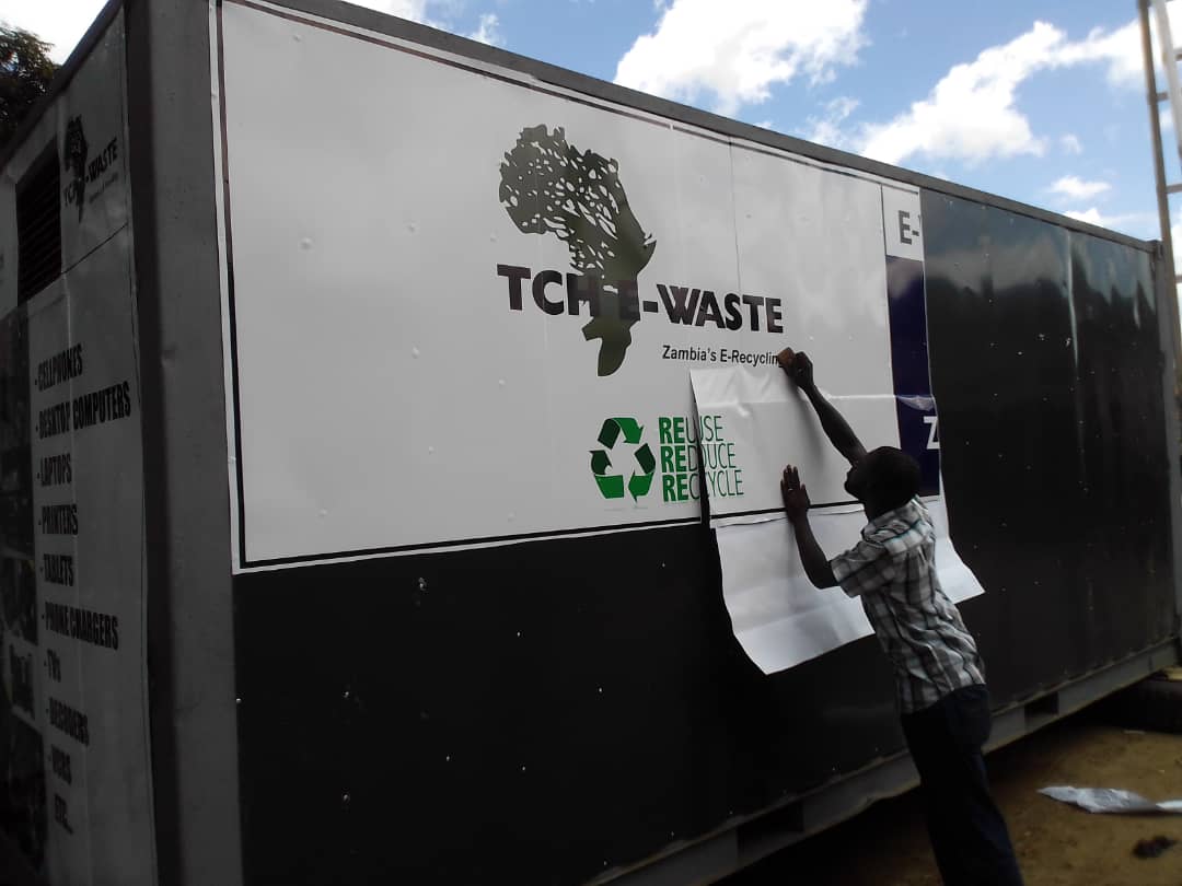 LtdTch's tweet photo. The Matero satellite e-waste collection center will be launched soon by TCH E-Waste Ltd! Located next to Matero Community Center, this will be first of many collection centers around Zambia. #zerowaste #rethinkreuserecycle #KeepZambiaClean https://t.co/kwoKeRAW99