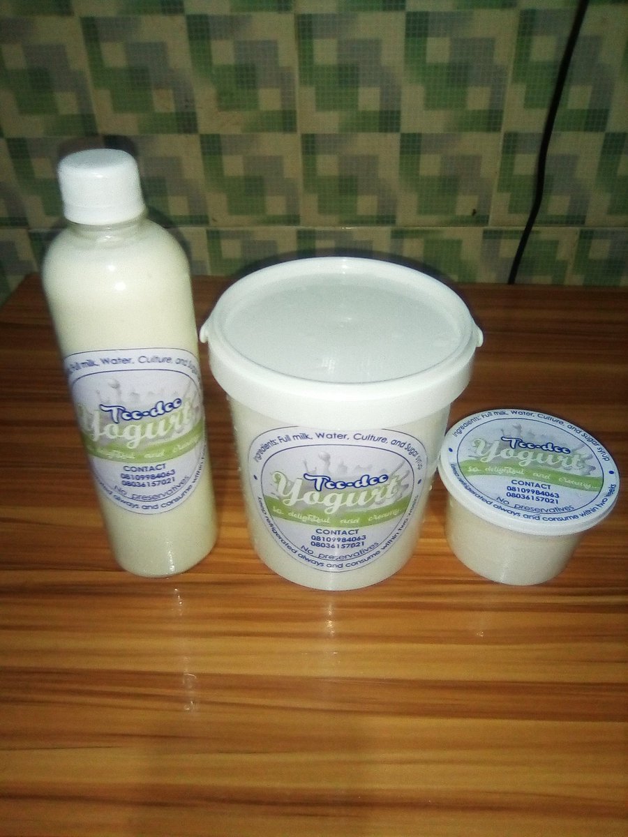 AndTeedee's tweet photo. Easter sales!!! Yoghurt at its best. So creamy, thick, nourishing and freshly made on order. No addictives or preservatives! A trial will definitely convince you. Available in 250ml,500ml and 1litre. Call us on 08109984063 to place ur order. Free delivery within lbadan for 2weeks https://t.co/UMXUVMcZTv
