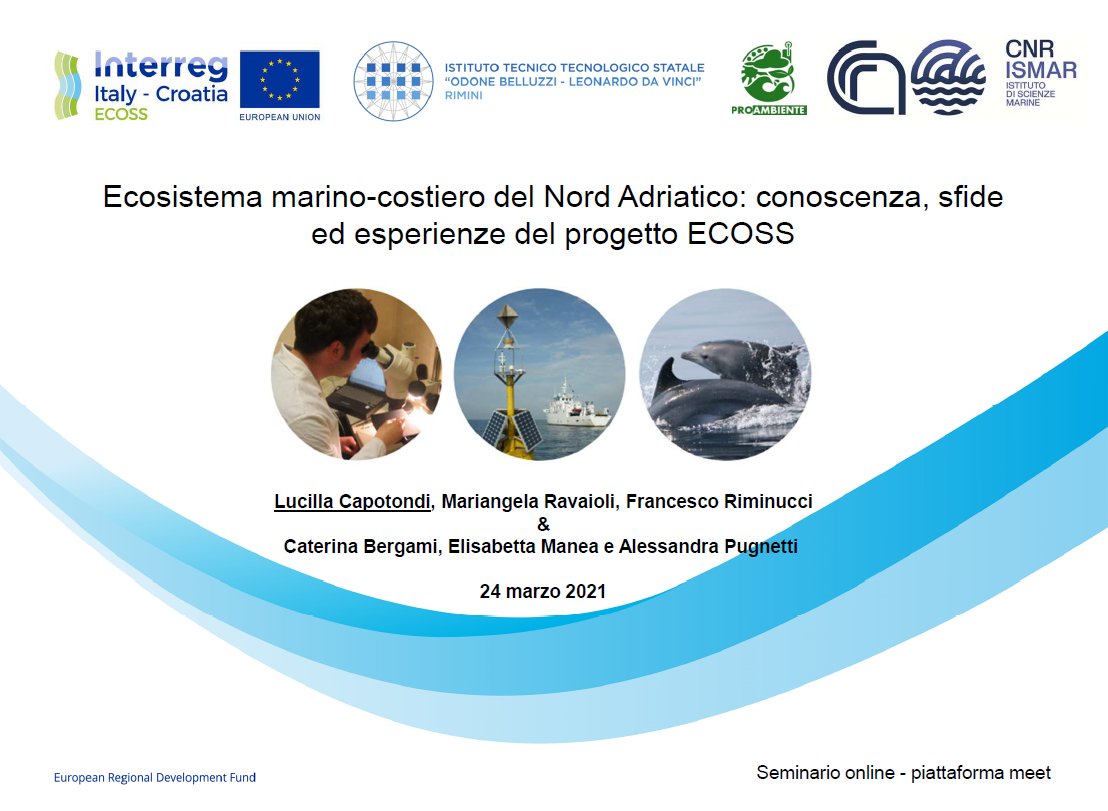 On 24 March, #ECOSS will organize a seminar entitled "Marine-coastal ecosystem of the North Adriatic: knowledge, challenges and experiences of the ECOSS project" for the students of the Istituto Tecnico Tecnologico Statale “Odone Belluzzi - Leonardo da Vinci” in Rimini.