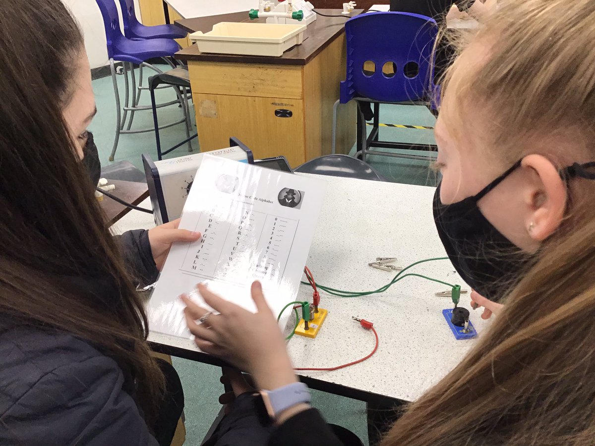DunottarSci's tweet photo. WW1 cross-curricular day has moved to science where students are designing a telegraph to transmit Morse code #Dunottar https://t.co/oQEpmoKgw6