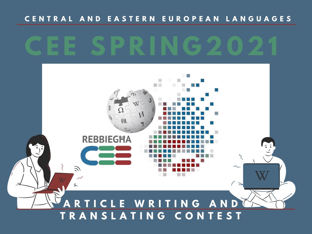 wikimalta's tweet photo. Rebbiegħa CEE 2021
On Thursday 25th March we're meeting to explore #CEESpring 2021, a #Wikipedia article writing and translating contest involving countries and languages from Central and Eastern Europe.
Join us >> https://t.co/S9DdJOl4Pk
Details at >> https://t.co/teoey16Ucc https://t.co/YbL4Yn1pQT