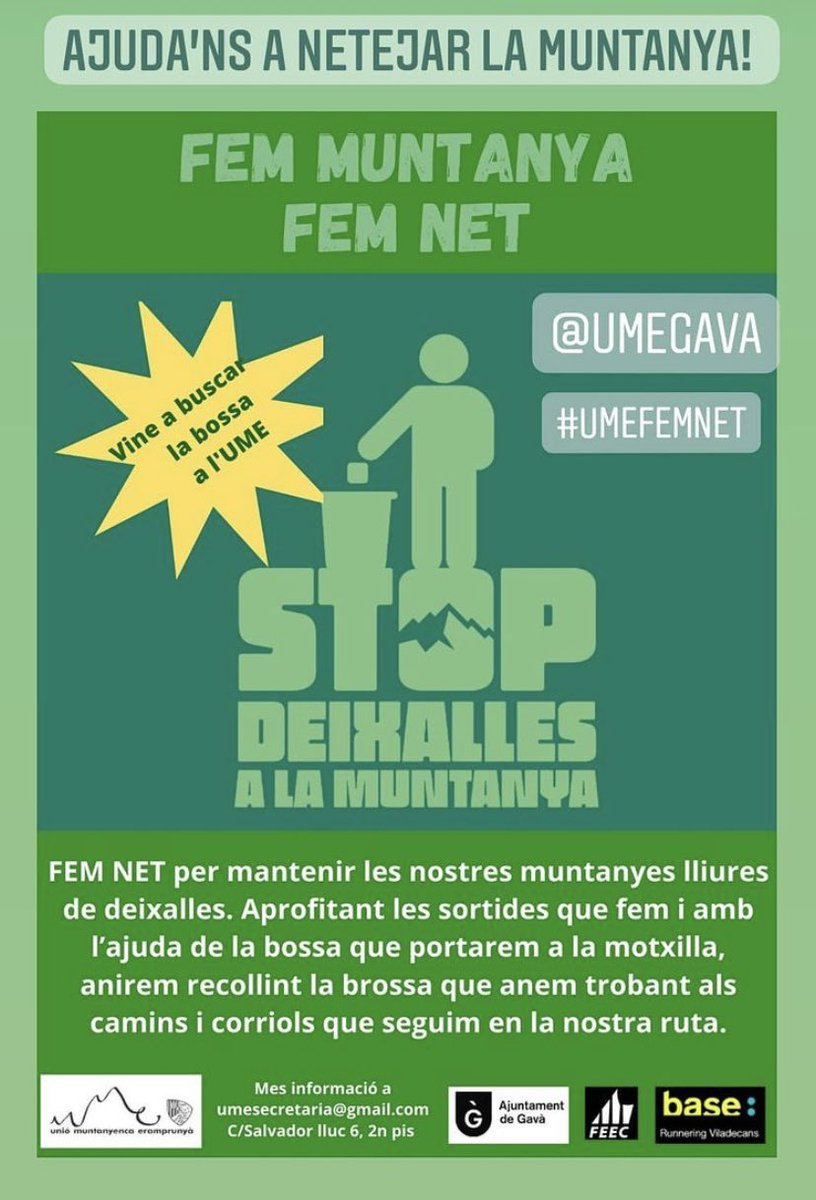 MMRRibes's tweet photo. Ajuda’ns a #Netejar la #Muntanya i la #Natura #Plogging #NoPlanetB #ProuDeixalles INICIATIVA DE @umegava
@petjadaverda @perunmonverd @xarxadeparcs #NoÉsLaNostraMerdaPeroÉsElNostrePlaneta #SomRurals #MitjaMaratóRuralRibes #MMRRibes #SPRibes #SantPereDeRibes https://t.co/ZNMJ7KSSgF