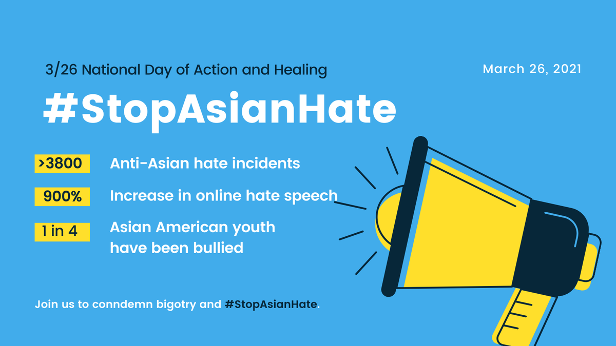 NAPABA's tweet image. Happening March 26th: Be in solidarity with the Asian American community for a Virtual Day of Action and fight together against racism and discrimination. #StopAsianHate