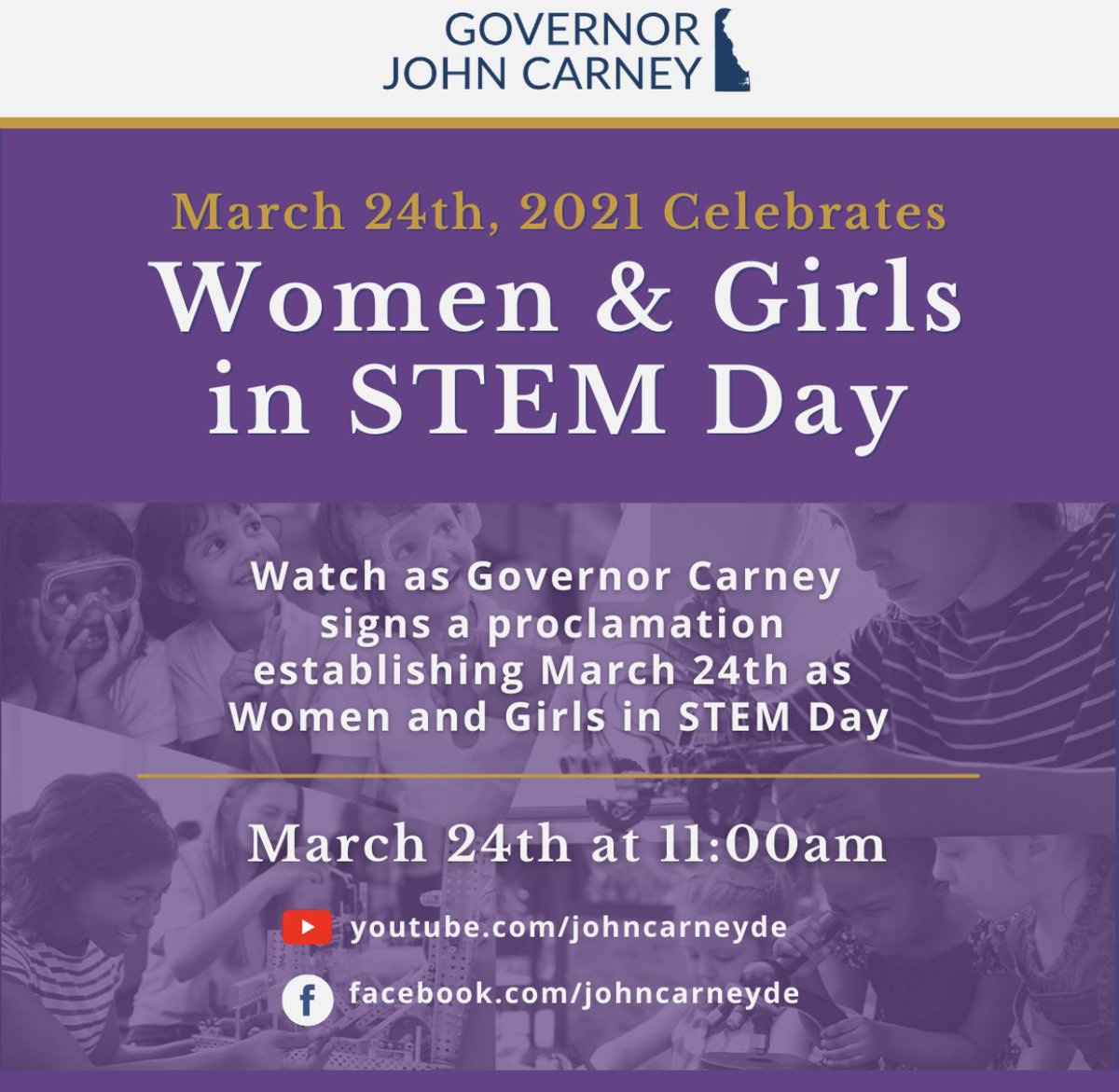 Join me at 11am, where the #DE Governor will be officially making 3/24 #WomenAndGirlsInSTEM Day for the ENTIRE State! This idea of mine has been months in the making, so I’m so excited to finally share this great news with all of you! • #WomensHistoryMonth #netDE #inWilm #Corona