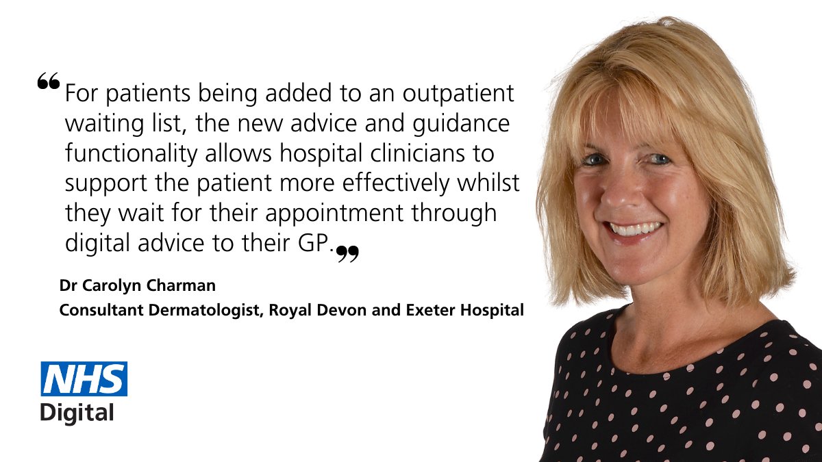 NHSDigital's tweet photo. The NHS e-Referral Service (e-RS) has introduced new functionality which affects both referrers and providers. This allows providers to convert an advice and guidance request to a referral, where authorised by a referrer. #NHSeReferrals 

Learn more here⬇️
https://t.co/p3Zgx1eXpC https://t.co/TQ6uIqx339