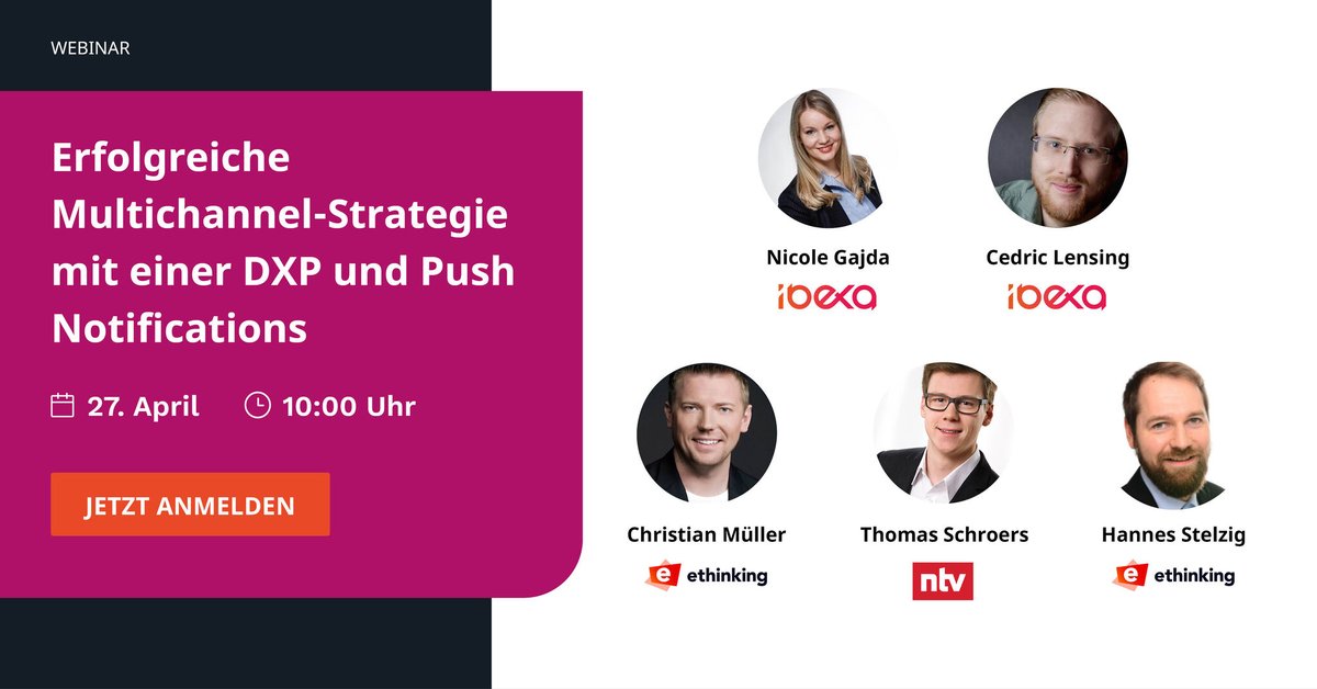 Ibexa_de's tweet photo. Wie lassen sich beide Welten, DXP und Push, unkompliziert zusammenführen und wie kann man damit eine erfolgreiche Multichannel-Kommunikation umsetzen? Mehr dazu am 27. April. Hier geht es zur Anmeldung: https://t.co/Ug4Br45vt1

#dxp #multichannel #push #digitaltransformation https://t.co/NOfMQXbyQp