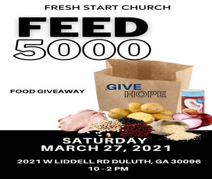 Food giveaway for families/students in need happening on March 27th 10-2pm at location listed.