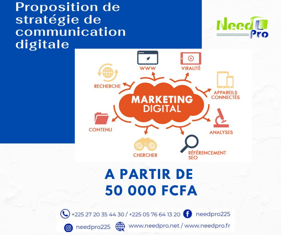 NeedPro1's tweet photo. ✅Quel que soit votre secteur d’activité, vous souhaitez sûrement développer votre entreprise et arriver à une amélioration de la performance de votre entreprise.
 
Contactez-nous aux : +225 05 76 64 74/+225 27 20 35 44 30

#needpro #strategie #strategiedigitale #marketing https://t.co/h9fUjdda5Y