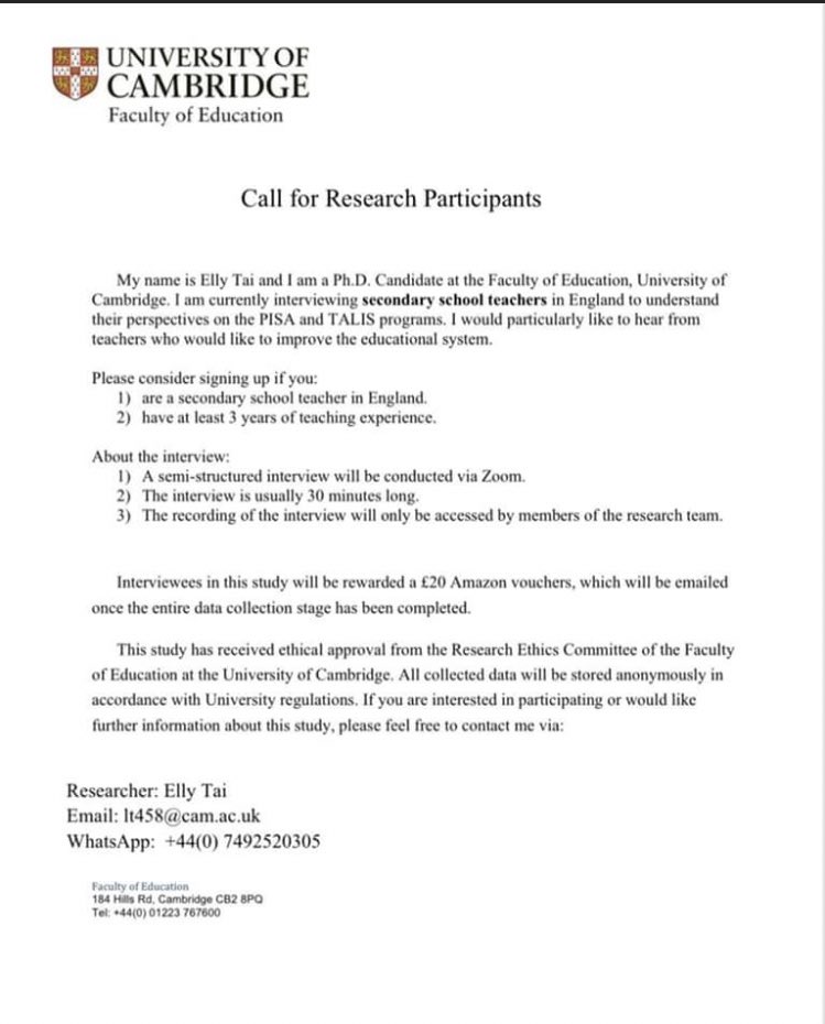 honeypisquared's tweet photo. A college at Cambridge is looking for secondary school teachers to talk part in research - can you help? https://t.co/FX2kD1yoKE