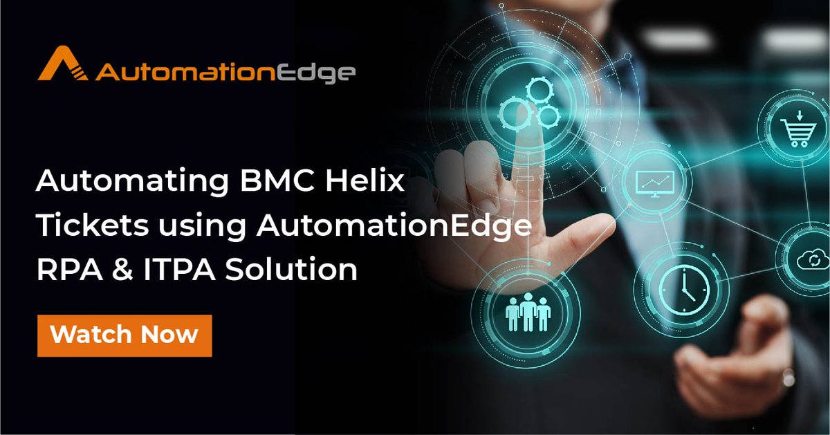 AutomationEdge's tweet image. Explore how together with BMC Helix, AutomationEdge’s solutions can transform not only your IT operations but take the overall business operations to the next level with integrated automation.

Watch Now: bit.ly/3f9xvyf

#servicedeskautomation #virtualagent #ITSM