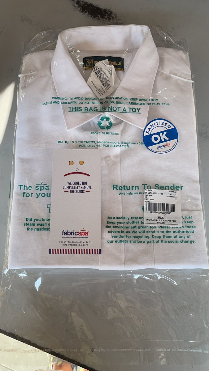 frontiernet's tweet photo. @fabricspa sad service, not the first time I receive a card saying they are unable to remove stains. Expensive dry cleaners who can’t keep up to commitments https://t.co/YcciDf6An0