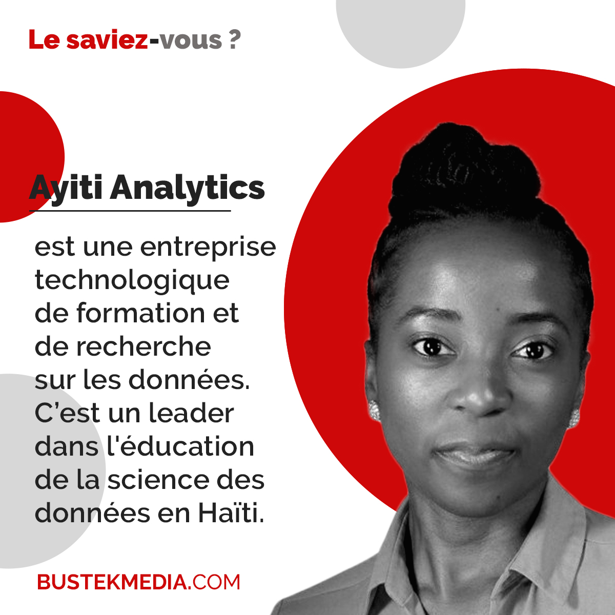 bustekmedia's tweet photo. Le Saviez-vous ??
Nouveau numéro. Coup d'œil sur Castelline Tilus.
#BustekMedia #DossierSpecial #FemmeEtTechnologie
Recherche & Rédaction : @LeilaJoseph13
Graphique : @etiennekovsky
#lesaviezvous #womenintech #womeninscience #datascience #dataanalytics #womenindatascience https://t.co/JzmfNObJvh
