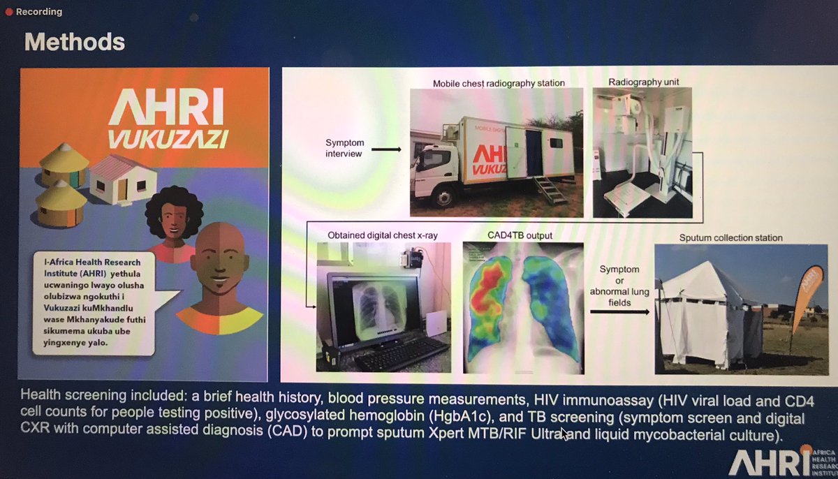 @emilybethwong presents #vukuzazi conducted by @AHRI_News comprehensive screening not just for #tuberculosis #diabetes #hiv overlapping prevalences. @LSHTM_TB @UCLTB