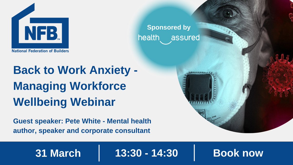 nfbuilders's tweet photo. The prospect of returning to work &amp; normality very soon can be a daunting one. Find out how you can best support yourself &amp; your employees in this mental wellbeing webinar. Don't miss out on this free webinar - 31 March: https://t.co/nkCXRmtre0

#construction #mentalhealth #covid https://t.co/kPY6cvtYfR