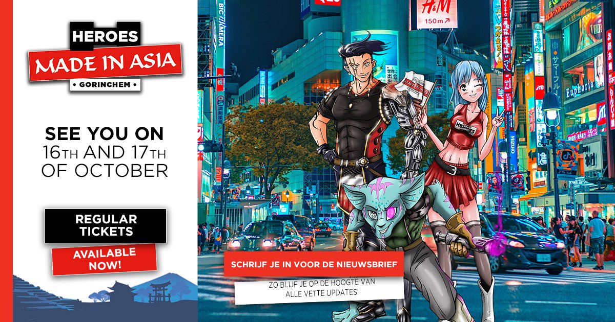 Wisten jullie al dat Heroes Made in Asia een nieuwsbrief heeft?😍 Schrijf je snel in via deze link en zorg dat je de vetste updates niet mist!bddy.me/3rboAi4 
.
.
Heb jij nog geen tickets voor Heroes Made in Asia?🎫 Koop je tickets via deze link! bddy.me/2PnBmwC