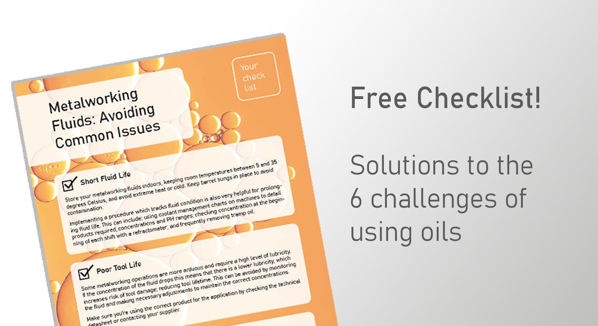 rothwellstools's tweet photo. Download your free checklist: https://t.co/bD4Dwqtntz
Oils are crucial to the #metalworking and #manufacturing industries. Our checklist helps you with the six biggest challenges faced by teams when using oils and fluids on a daily basis. 

#free #checklist @MillersOilsLtd https://t.co/TWG3BgFrx6