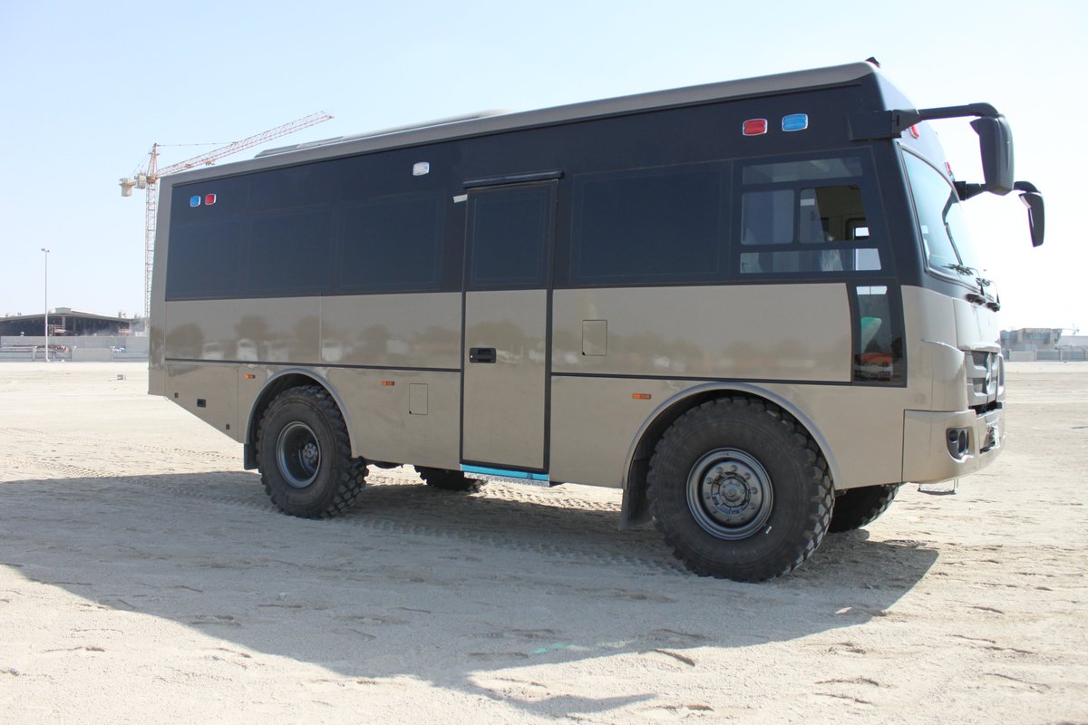 HAFILAT's tweet photo. Soughan 4x4 Bus Can be use to various applications Crew Transport, Tanker, Container, Ambulance, Riot Police, Border Patrol, Safari Tour, Luxury Cruise, Evacuation, Command Center, Cargo, RV, Rescue, Motorsports, Service Vehicle &amp; Empty Shell #MadeinUAE #4x4 #offroad #expedition https://t.co/NHp7dRp69C