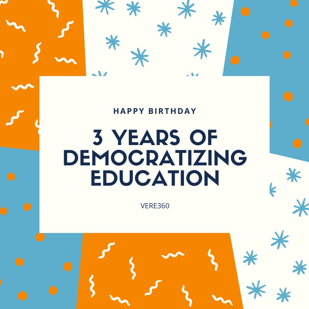 vere360's tweet photo. Here’s to 3 years of democratizing education 
Here’s to 3 years of working with inspiring and resilient educators 
Here’s to 3 years of growing our loving community and our love for education 

Here’s to many more years to come. 

Happy Birthday VERE360!

#birthday #education #vr https://t.co/2IFqVAB1O1