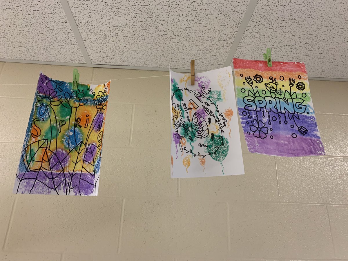 M_Hofmann1's tweet photo. Grade 3 Spring inspired printmaking! #creative #easyprintmaking #spring @WCLittleES https://t.co/sTuuOmJeEN