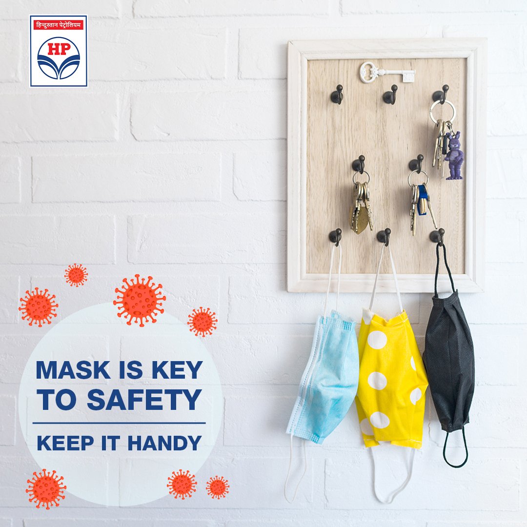 HPCL's tweet photo. Mask is one of the most efficient and vital tools to stop the spread of COVID-19. To beat the virus and keep yourself safe, always wear a mask while stepping out. 
#Unite2FightCorona #IndiaFightsCorona https://t.co/s6i23tP7Bu