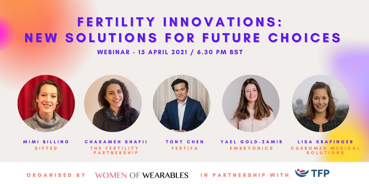 Women_Wearables's tweet photo. Join us on April 15 for another #FREE #femtech webinar 👇🏽
#Fertility Innovations: New Solutions for Future Choices w/ @MimiBilling @FertifaHQ @breatheilo #Embryonics
Powered by @TFPFertility 🔥
#womenshealth #healthtech #digitalhealth Register 👇🏽
https://t.co/QQryI1qUl0 https://t.co/PsqGYybrJi