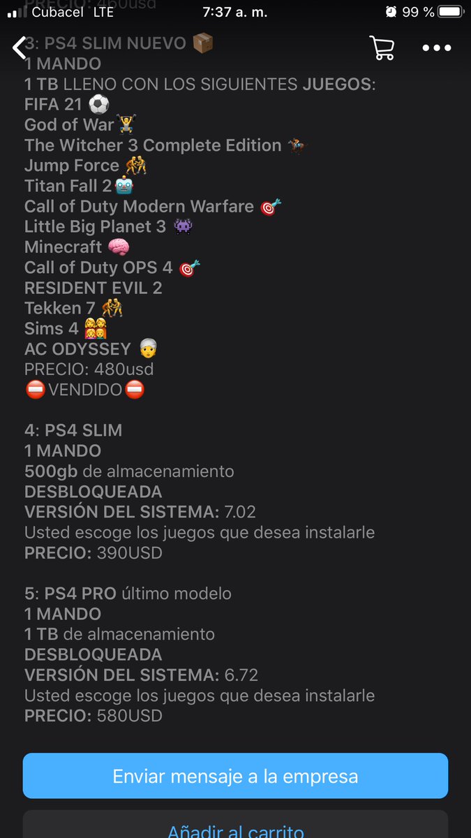 RodriguezFreyre's tweet photo. @NanospeedGamer @Cex Mira en cuba una ps4 pro hasta usada 580 dólares americanos y las personas las compran https://t.co/Zh3ryMtc5E