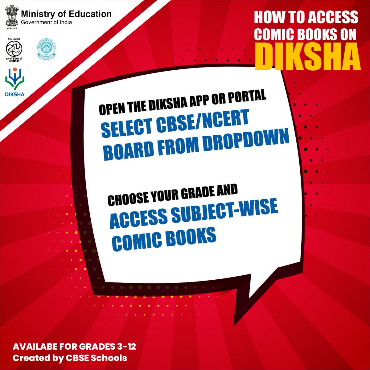cbseindia29's tweet photo. #cbseforstudents #Students #learningwithjoy #teachers #comicbooks 
Dear students,  
Do you know 100+ comic books are now available for all of you in classes 3-12. Follow these simple steps to access.. https://t.co/uQlyY7rbuJ