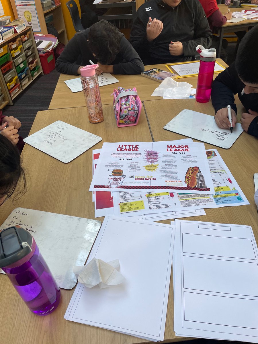 PPSP7B's tweet photo. We are creating menus today as part of our writing for a purpose lessons. We are evaluating the effectiveness of different menus to give us ideas... is it lunchtime yet?! 😋 🍽🍔🥗 https://t.co/ohTGwD4kmN