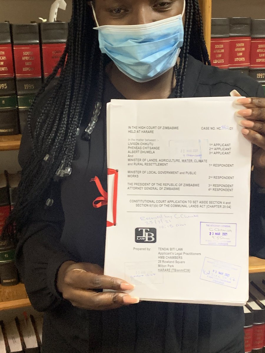 BitiLawChambers's tweet photo. We are proud to report that on behalf of the Hlengwe Shangaan people of Zim s Lowveld we have filed landmark application seeking to reverse 120 years of a colonial legal order that holds that an African can’t own land in communal lands&amp;holds that such land belongs to a President https://t.co/wWa1wz0smE