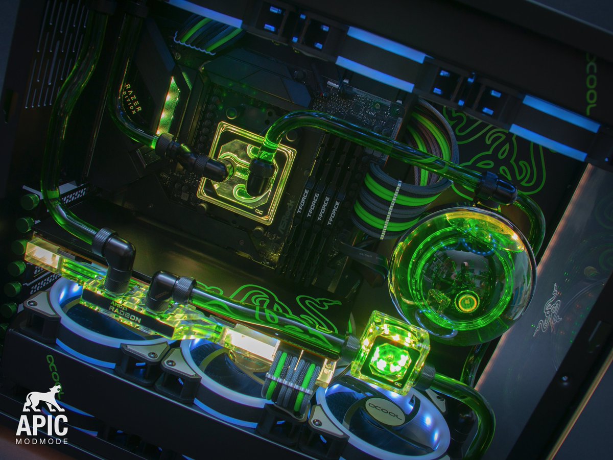 alphacool's tweet photo. APIC - Modmode's project Razer.
Looks awesome!

All water cooling components come from our assortment.
More pictures here: https://t.co/zwBv7SQAJs https://t.co/PbiPKiHvu9