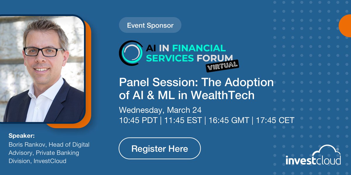 Live Today: AI in #FinancialServices Forum Virtual. Join us for an insightful panel discussion with <a href="/borisrankov/">Boris Rankov</a>, and other industry experts on the latest innovations and challenges facing the adoption of #AI and #machine learning in #wealthTech

fintech.global/AIFinTechForum…