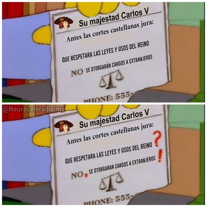memescastilla's tweet image. El juramento de Carlos V al llegar a Castilla