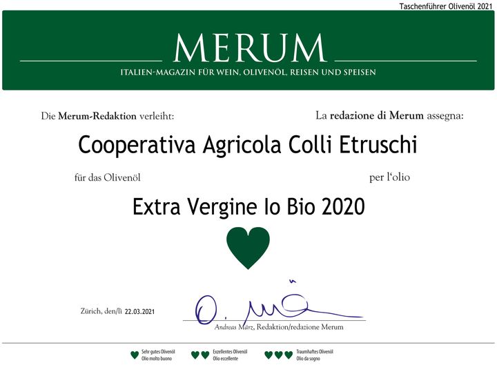collietruschi's tweet photo. IO BIO Extra-Vergine di Oliva biologico  Colli Etruschi si aggiudica 1 cuore per Merum la rivista in lingua tedesca per operatori del settore
#iobiocollietruschi #extraverginebio #collietruschiblera  #Merum https://t.co/gmo99kj2Tz