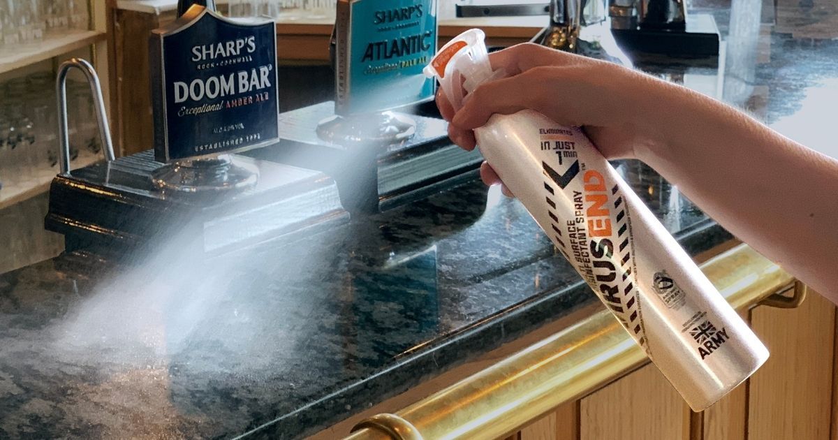 Ploughshare1's tweet photo. We’re proud to have played a part in bringing a new ‘military-grade’ disinfectant spray called @VirusendUK to the public. It was co-developed by Pritchard Spray and @BritishArmy. Read more about this story:  https://t.co/Q0QMMjjhIc (1 / 2) https://t.co/o2L56NUsQ4