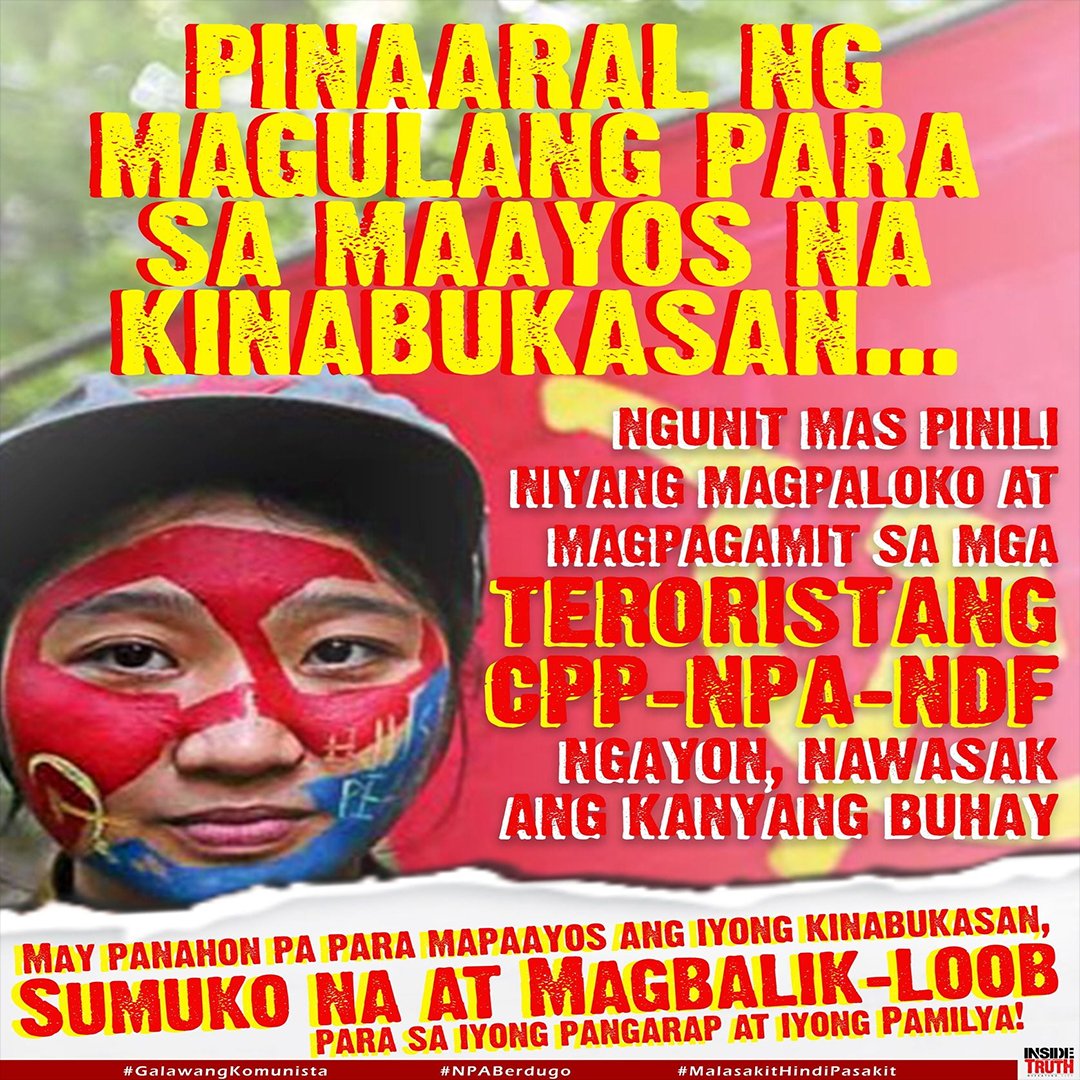 RizalPmfc's tweet photo. #NoToCPPNPANDF
#NoToTerrorists https://t.co/X2rBFY3PDu