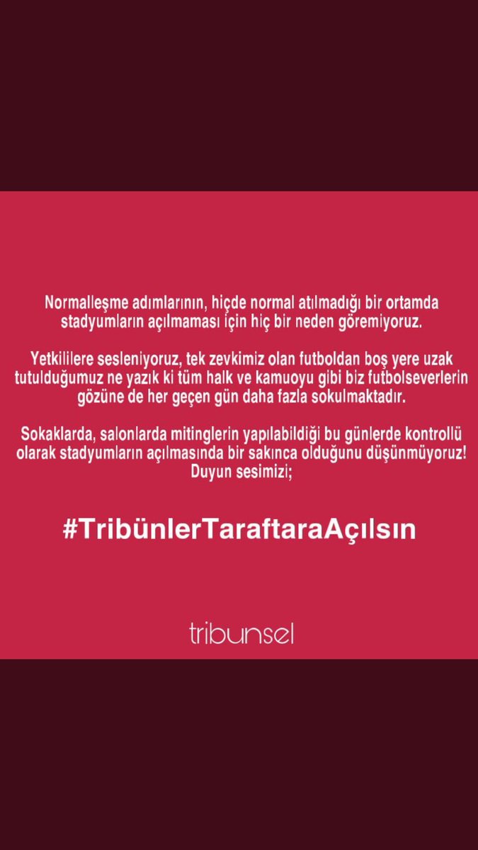 #TribuenlerTaraftaraAcılsın