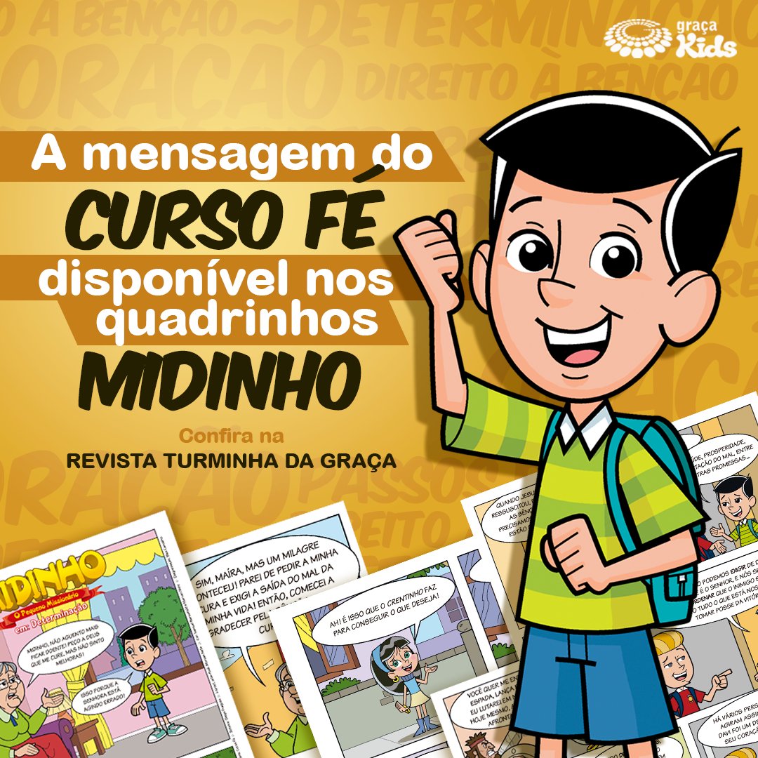 gracakidsbr's tweet photo. Que tal aprender o Curso Fé por meio de histórias em Quadrinhos do Midinho? Saiba como a determinar a bênção, entenda mais sobre o poder do Nome de Jesus e muito mais!
Todos os meses, lições do Curso Fé na revista Turminha da Graça.
#graçakids #revistaturminhadagraça #midinho https://t.co/g392V6spUr
