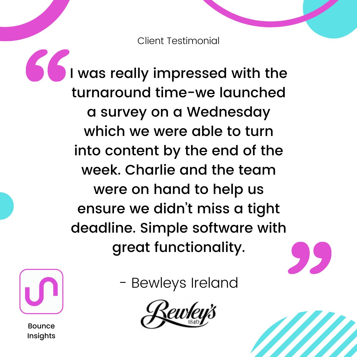 Client #Testimonial “I was really impressed with the turnaround time-we launched a survey on a Wednesday which we were able to turn into content by the end of the week.” - Bewleys Ireland #Insights #MarketResearch #HappyCustomers #Bewleys