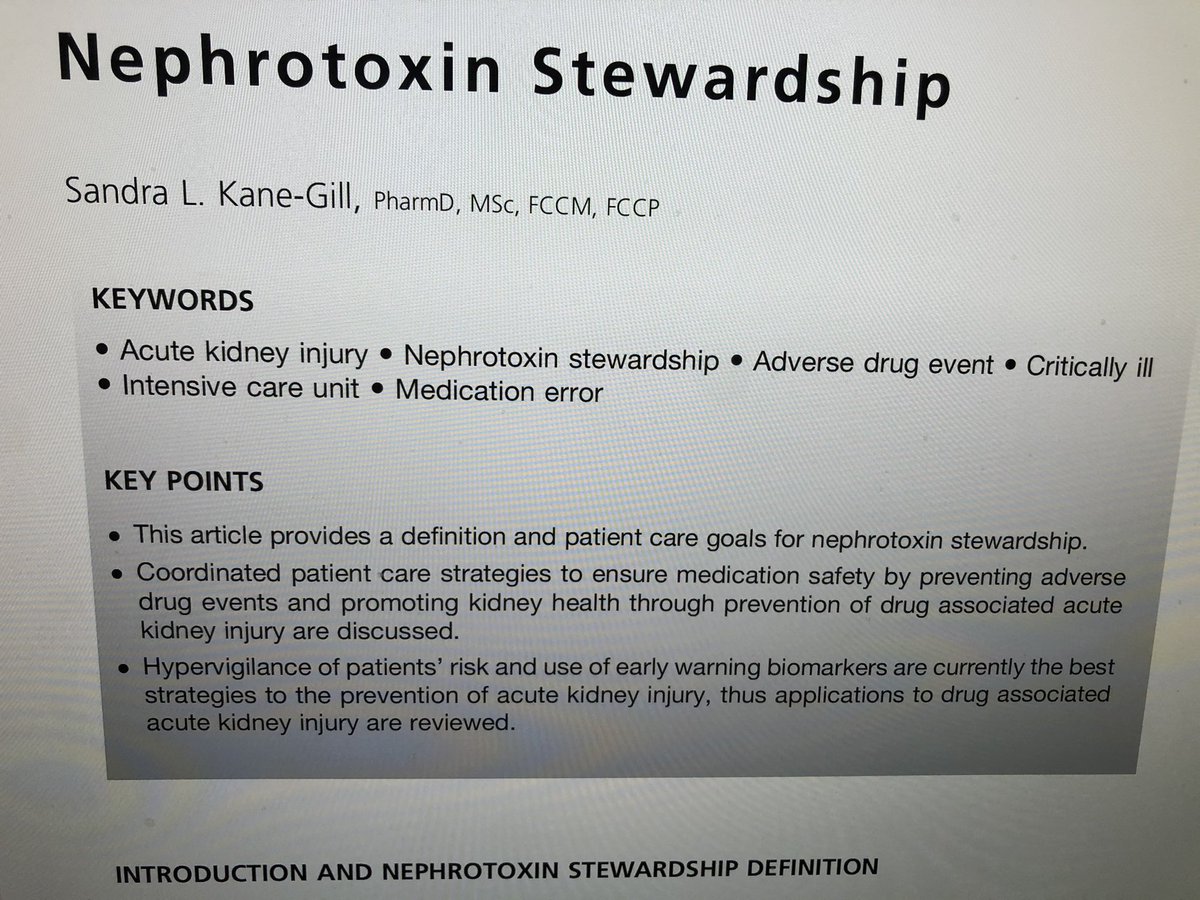 Nephrotoxin stewardship defined and described step-by-step. Where do you begin? Mastering one step at a time... #heartyourkidneys 
#TwitteRx @pittpharmacy @SCCM @CCCNPitt