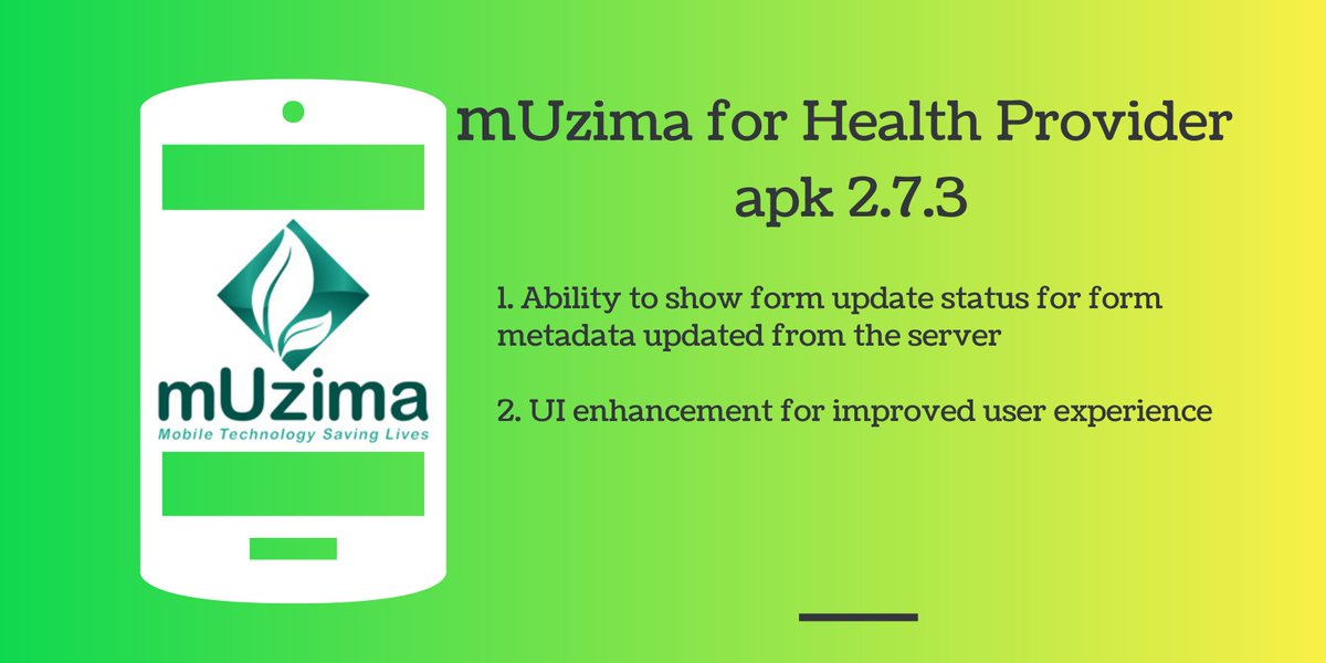mUzimamobile's tweet photo. Please check out the enhanced mUzima for Health Providers 2.7.3, available on playstore.

#mhealth #savinglives 
https://t.co/rpebQFsq4T https://t.co/xRJ4DjWQV4