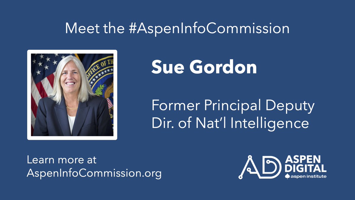 Sue Gordon, a 30-year CIA officer specializing in science and tech, served as the 5th principal deputy director of national intelligence. She was a key advisor to Trump and the National Security Council, and helped lead the 17-member intelligence community. #AspenInfoCommission