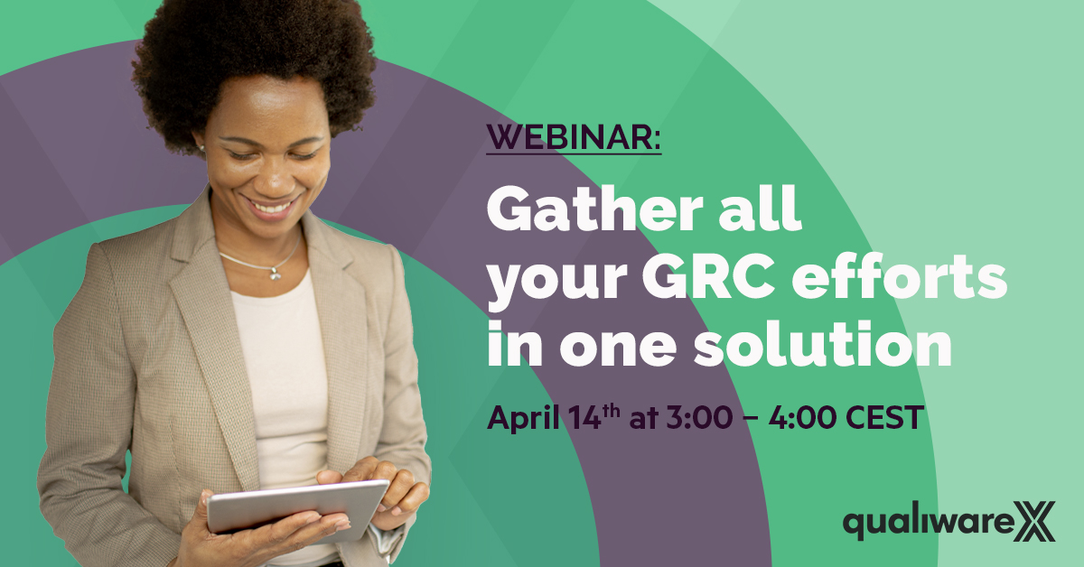 QualiWareApS's tweet photo. WEBINAR: Gather all your GRC efforts in one solution 
Whether your challenges are due to limited personal data security, deficiency in handling sensitive data or merely lacking quality and performance, QualiWare X can help you. 

 #qualiware #grc #entarch https://t.co/VU9Y6ObpgP https://t.co/oeOowSnufO