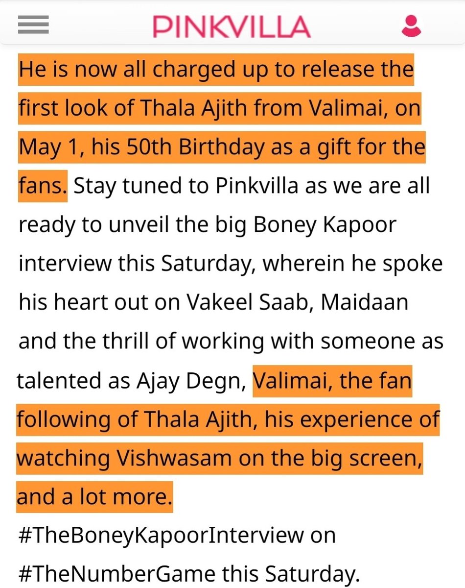 ThaniOruvanoffl's tweet photo. @BoneyKapoor interview to @pinkvilla about #Valimai 

#TheBoneyKapoorInterview on #TheNumberGame this Saturday 🔥 https://t.co/A6OGpHVHUj