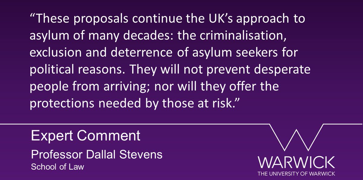 warwicknewsroom's tweet photo. The UK government's Home Secretary, Priti Patel, has today announced a new system for people seeking asylum in Britain. 

Professor Dallal Stevens, an expert on asylum from @Warwick_Law, comments on the story.

Read it in full here | https://t.co/meXIpG9ywx https://t.co/3MRCnQPoBf