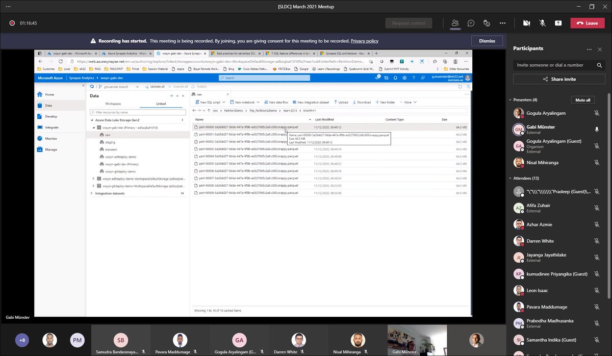 sldatacommunity's tweet photo. Next up we have @SQLMissSunshine taking it away with her session #SQLServerless on #Azure #Synapse. #SLDC https://t.co/GLeLUDgJSK