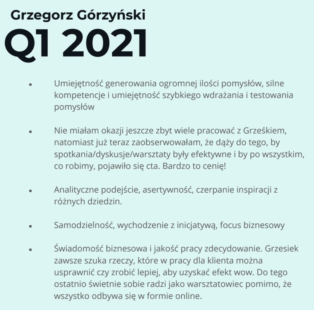 Grzesiek1993zag's tweet photo. Jak w Twojej organizacji zaopiekowana jest kwestia feedbacku❓

[1/4]

A poniżej kilka cytatów od zespołu @ProjectPeople_. 😊

#Feedback #Feedback360 #KulturaOrganizacyjna #Culture #Wartości #Values #HR #EB #EmployerBranding #Retro #Retrospektywa https://t.co/bdRMYWpXGH