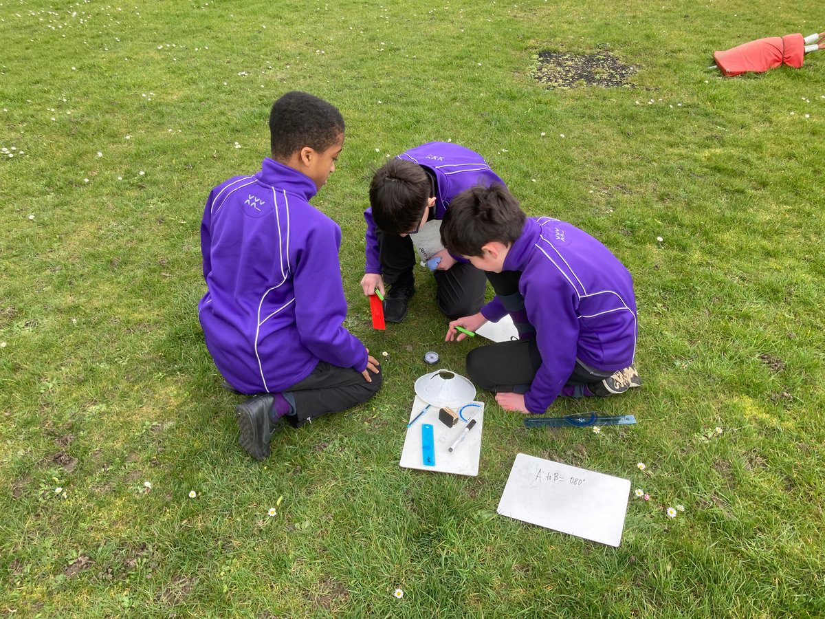 BansteadPrep's tweet photo. #Year6 are measuring and giving bearings to navigate the front field. #BPS_Maths #practicalmaths #EducationwithCharacter #STEM https://t.co/RitWW5Lozy
