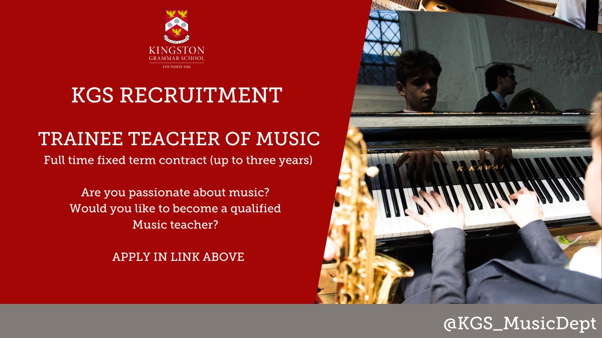 **We are Recruiting** for a trainee Music Teacher 
Apply here bit.ly/3d0if3S #TeachingJobs  #SchoolVacancies #MusicTeacherJobs #SchoolMusicTeacher